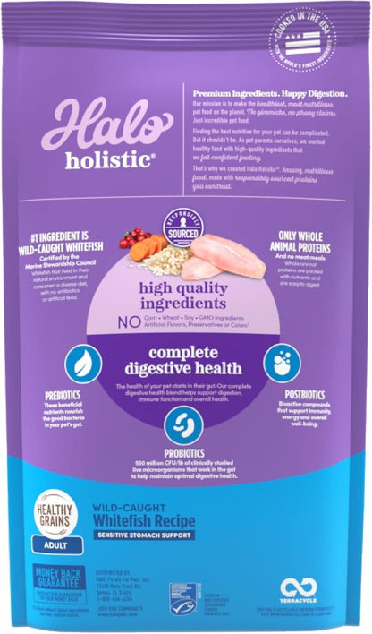 Halo Holistic Dry Cat Food Sensitive Stomach Formula Packaging
