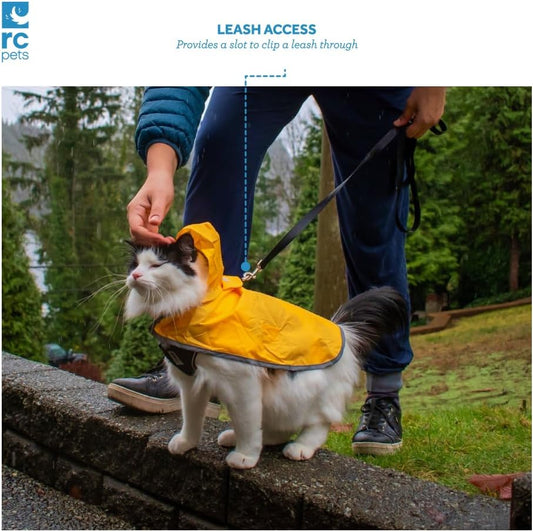 RC Pet Products yellow water resistant dog raincoat side profile showing the adjustable Velcro waistband.