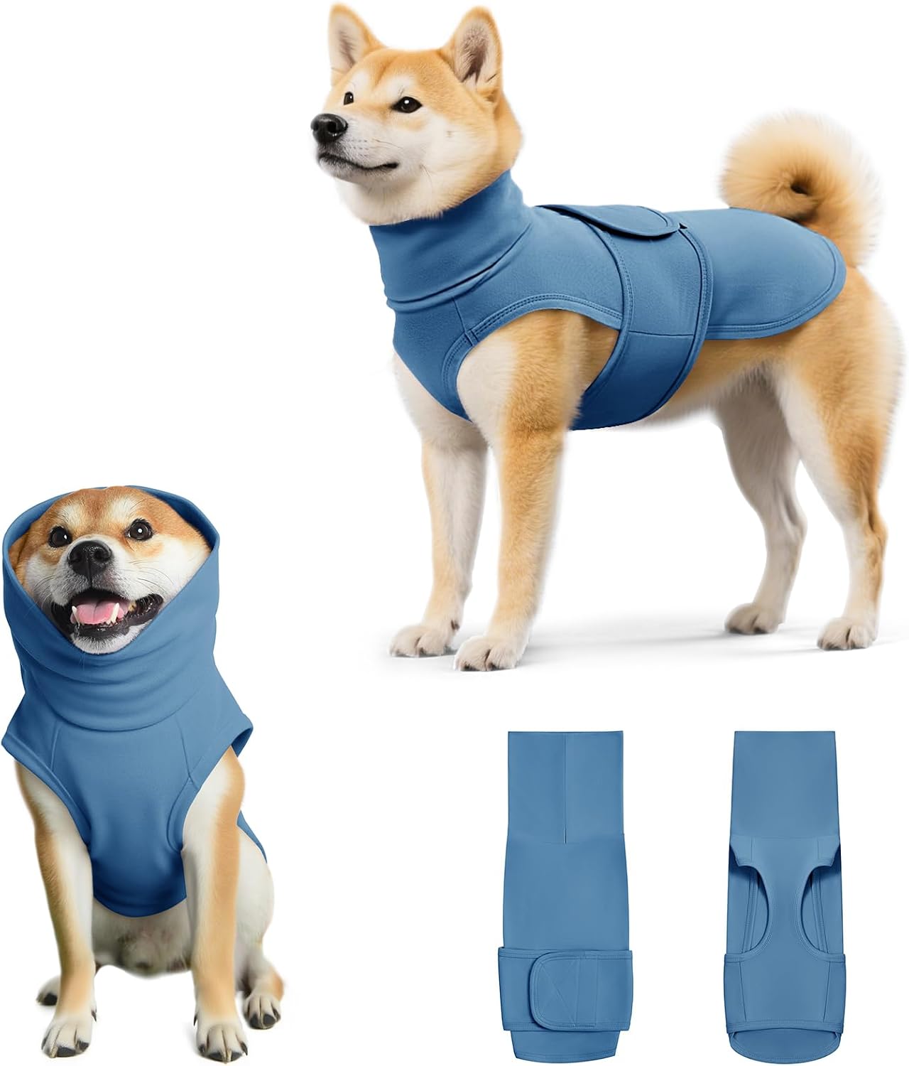 Haloumoning calming hoodie wrap for dogs during vet visits