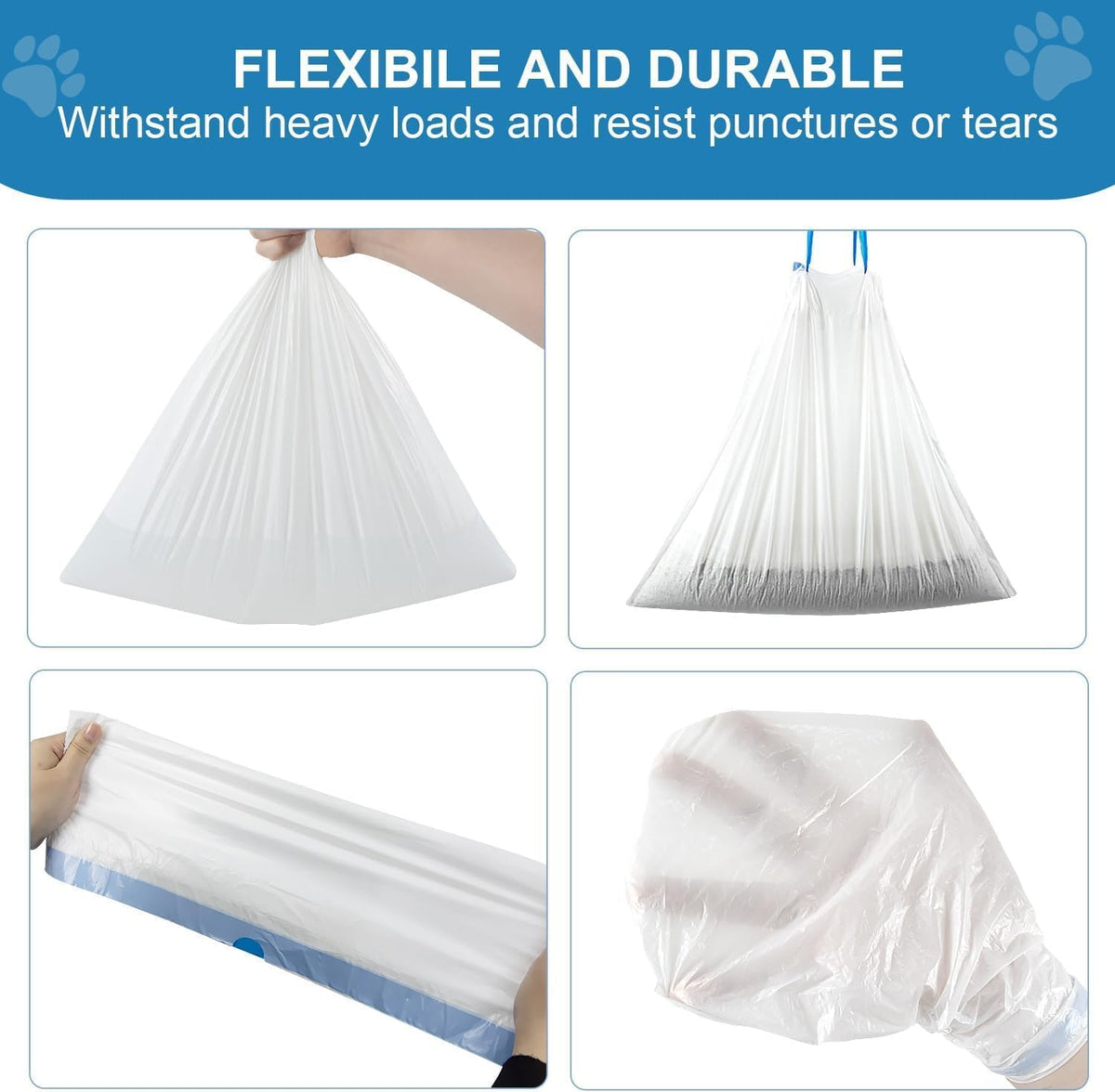 Odor trapping thick drawstring trash bags for smart cat litter boxes