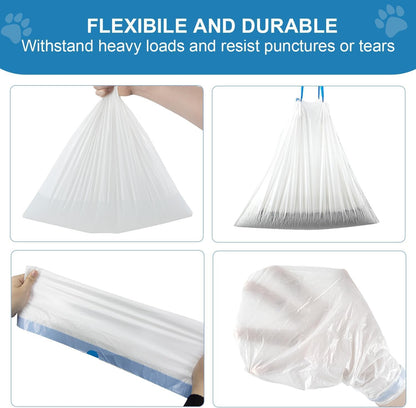 Odor trapping thick drawstring trash bags for smart cat litter boxes