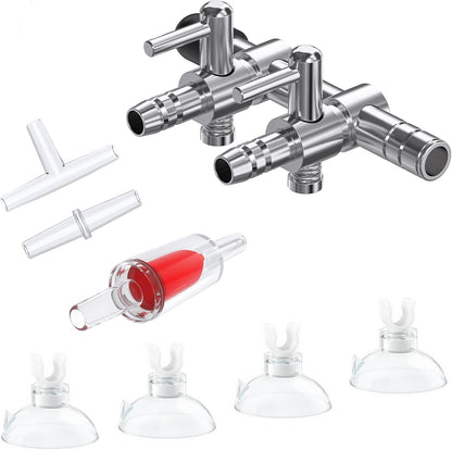 Pawfly 4-Way Aquarium Air Flow Control Lever Valve Manifold for Air Pumps Fish Tank Multi-port Distributor Splitter with 1 Non-return Check Valve and 6 Suction Cup Clips - Image 10
