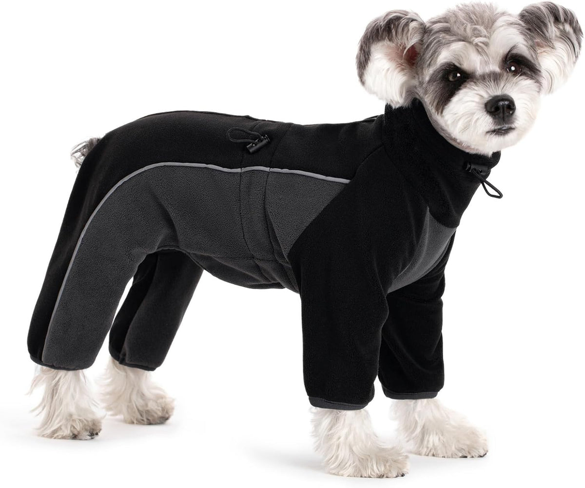 Miaododo fleece dog winter coat front view black and gray.