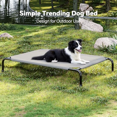 Simple Trending Raised Dog Bed for Large Dogs, Waterproof XL Dog Cot, Outdoor Cooling Elevated Pet Bed Load 200lb, 47.75" x 30.5", Grey - Image 7