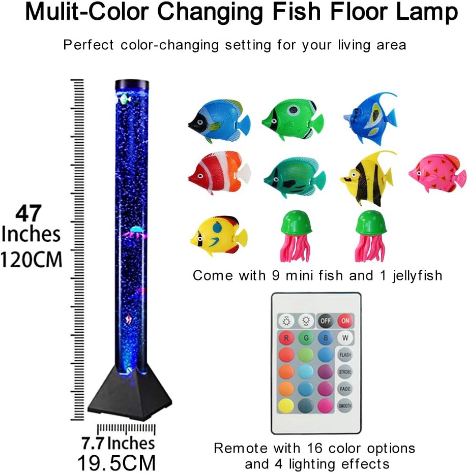 Side profile of 4ft tall Asifu sensory water bubble lamp