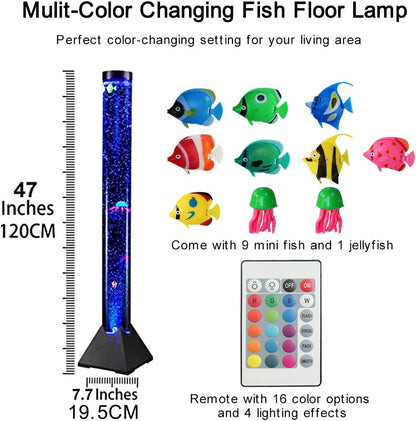 Side profile of 4ft tall Asifu sensory water bubble lamp
