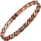 Feraco copper bracelet for women front view in rose gold fishtail design.