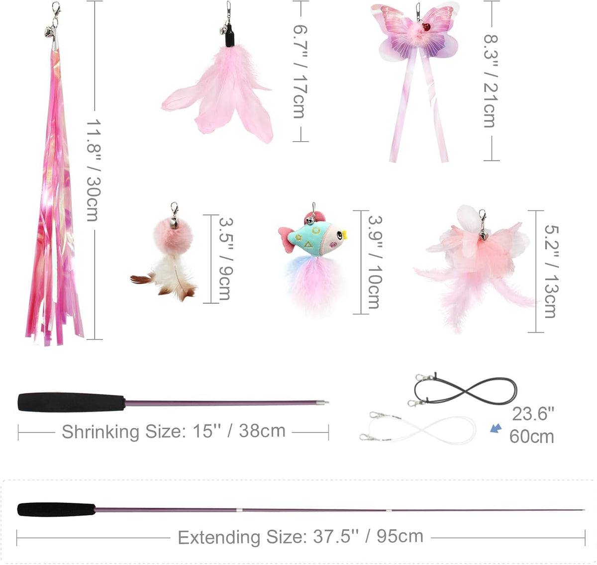 SONGWAY non-toxic pink plush fish attachment for indoor cat hunting practice.