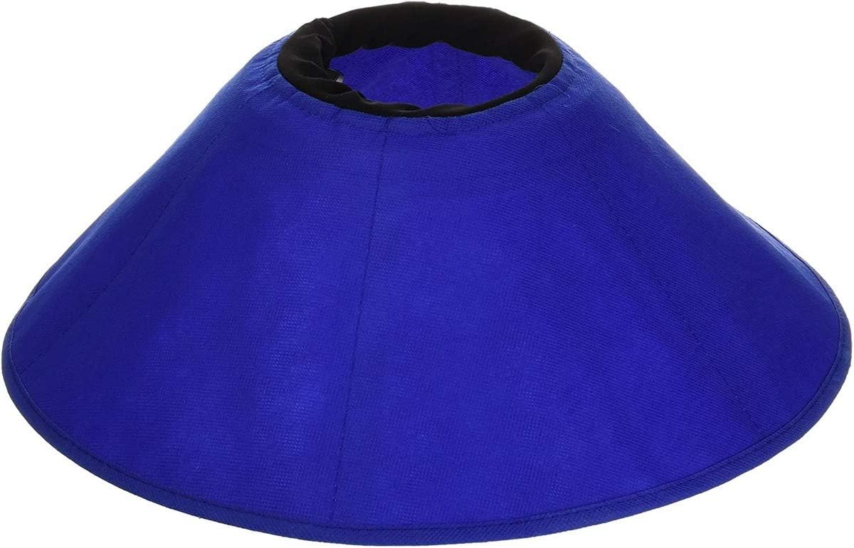 Blue KVP medical pet collar showing full body coverage design for post-surgical recovery.