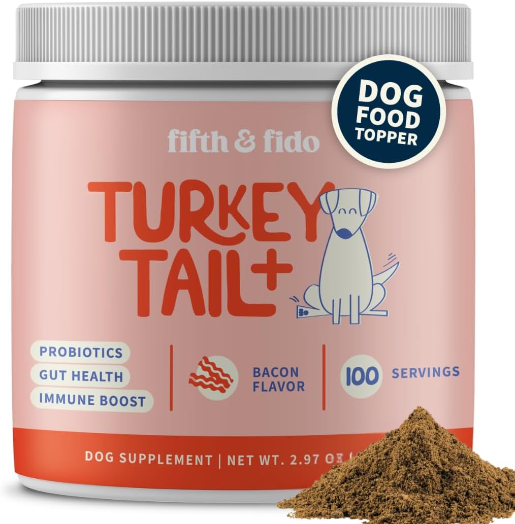 Fifth and Fido Turkey Tail Mushroom Powder for Dogs front packaging showing lipoma support