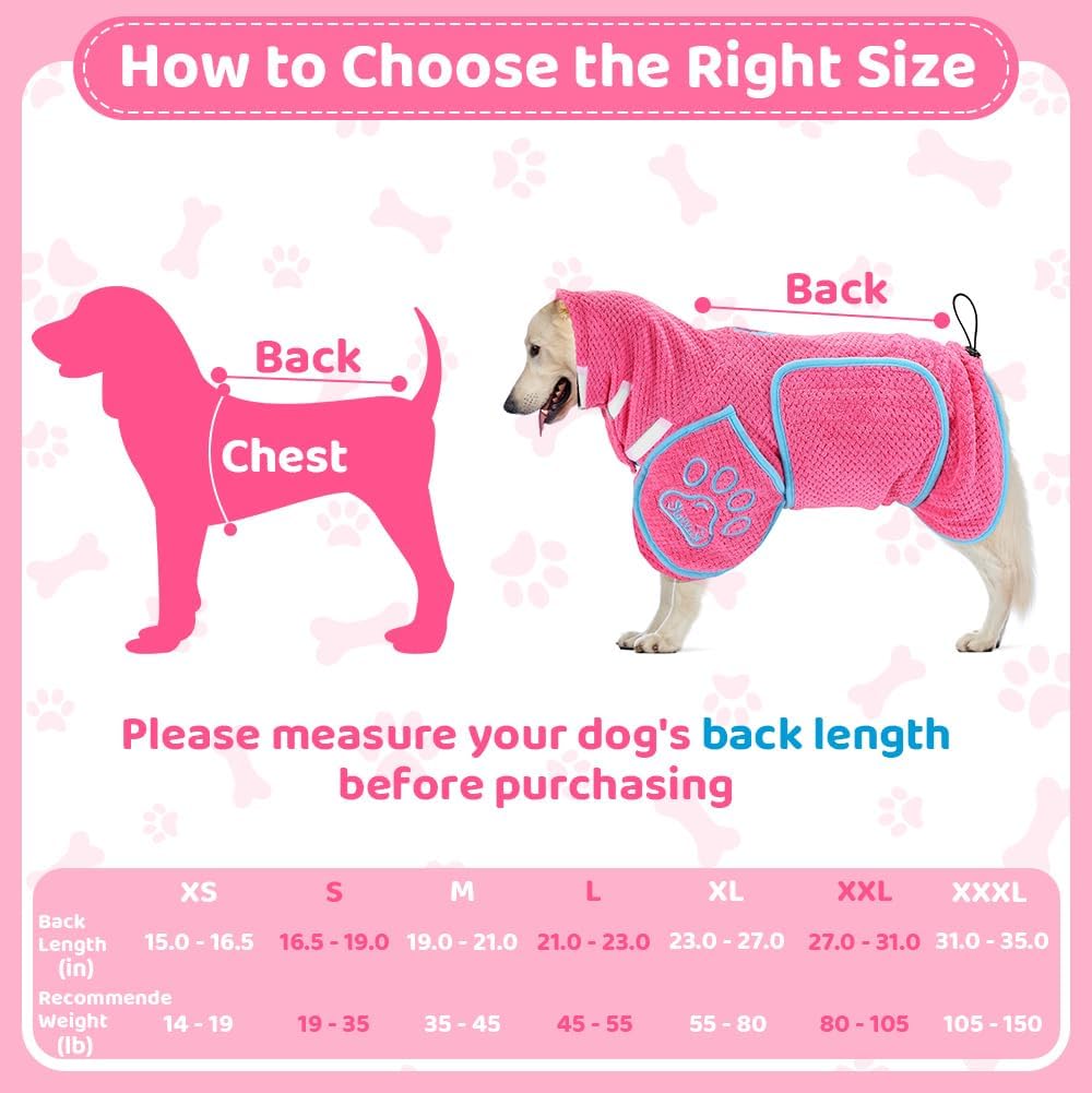 Super absorbent microfiber wearable pet towel wrap with adjustable collar