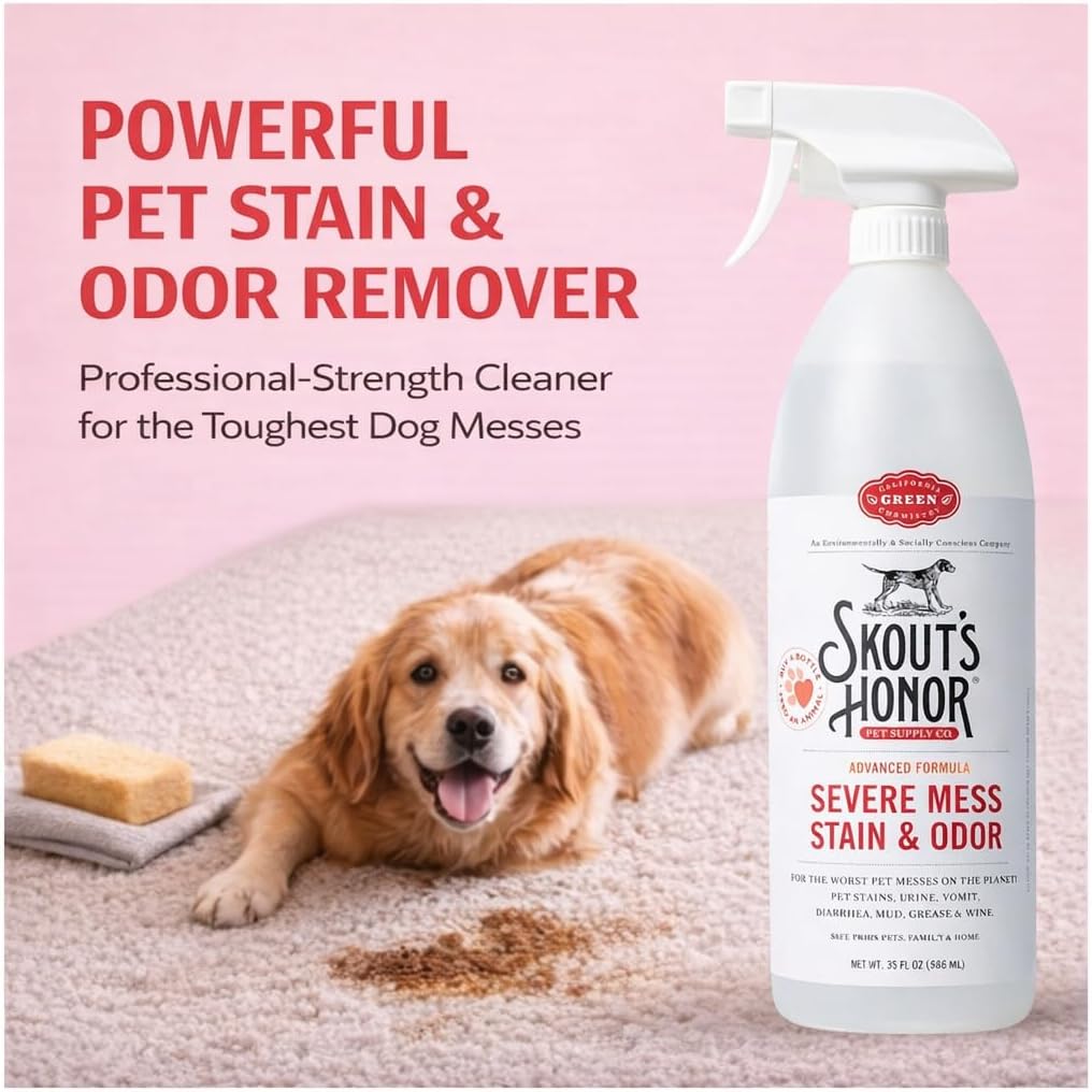 SKOUT'S HONOR Severe Mess Stain & Odor Eliminator, Powerful Stain Remover and Carpet Cleaner for Tough Dog Messes, Eco-Friendly Carpet Deodorizer, Cleaning Spray and Poop Spray, 35 oz - Image 9