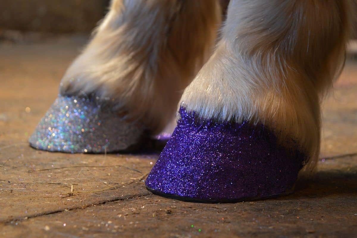 Ultra fine pink glitter equestrian hoof polish liquid formula