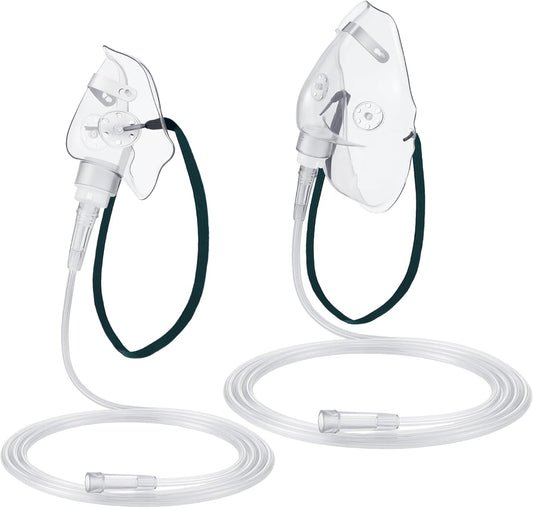 Geiserailie Adult Oxygen Mask two pack with tubing front view for medical use.