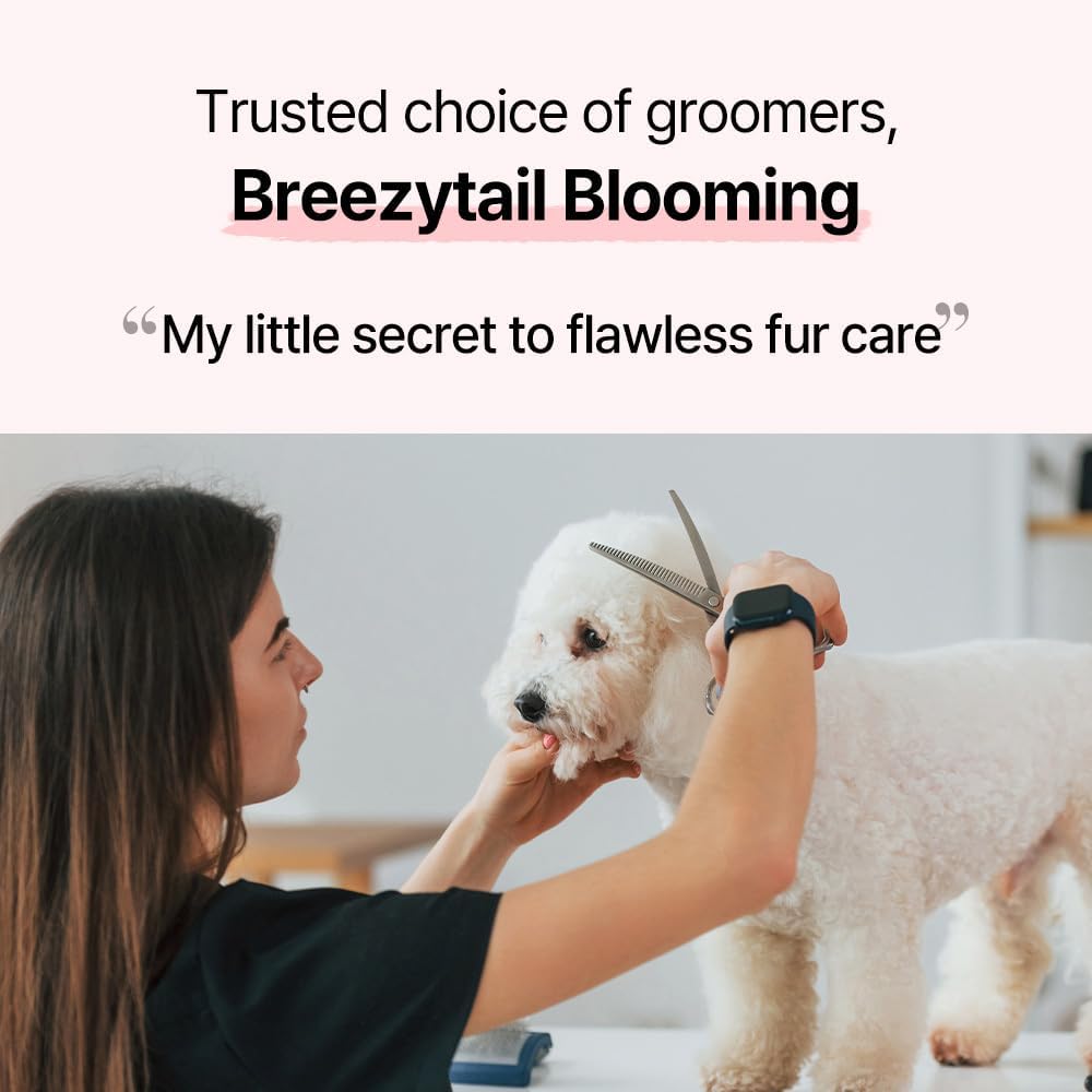 Professional Korean groomer choice volumizing pet mist for Pomeranians.