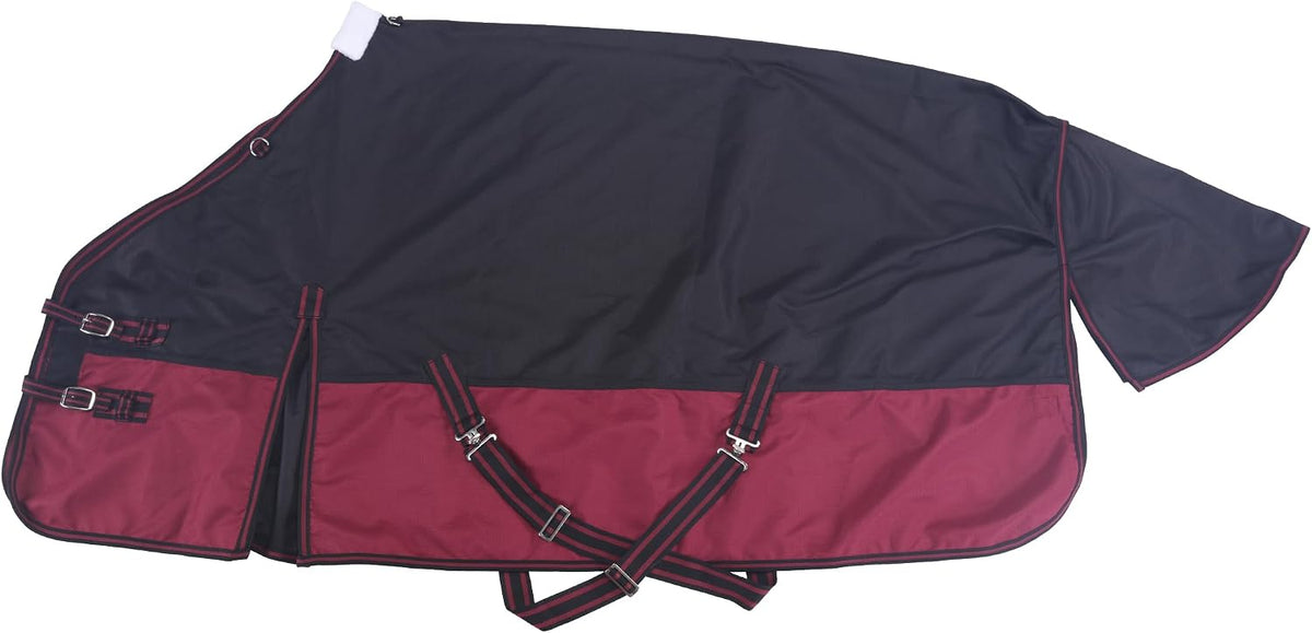 LEAFOREST heavyweight turnout rug laid flat emphasizing the 69 inches standard neck sizing shape