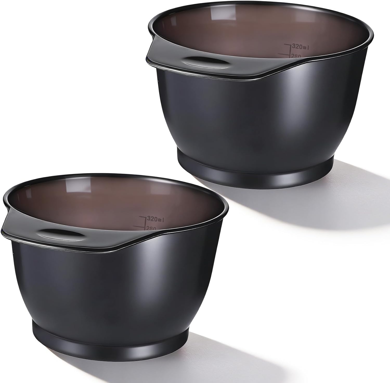 Qulkws plastic hair color mixing bowl set front view showing transparent black design.