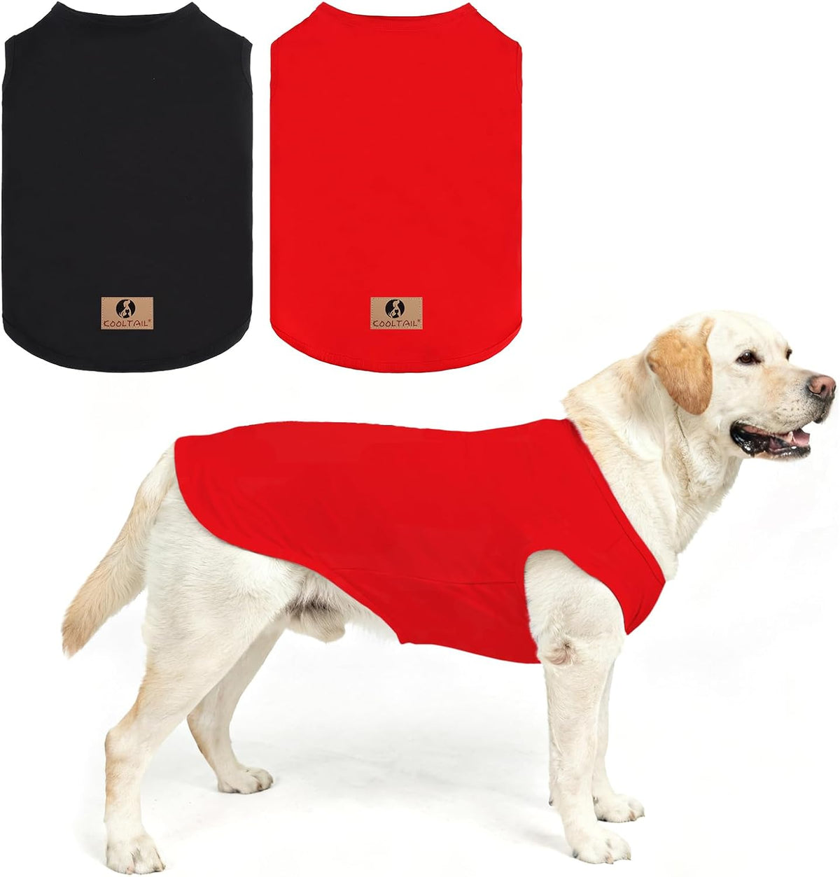 KOOLTAIL Boy Dog Clothes for Large Dogs, 2 Pack Cotton Summer Dog T Shirts UV & Insect Protection for Outdoor Camping, Anti-Hair Loss & Breathable Sleeveless Pet Vest Tank Tops Apparel,Black & Grey,XL - Image 9