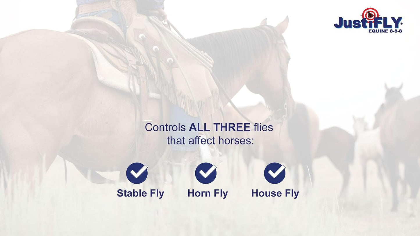 Equine feedthrough fly prevention top dress formula side panel instructions.