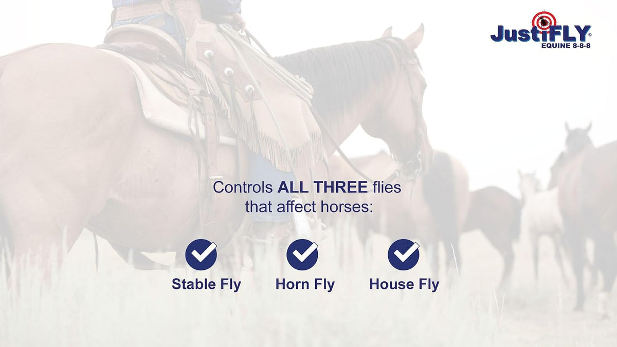 Equine feedthrough fly prevention top dress formula side panel instructions.
