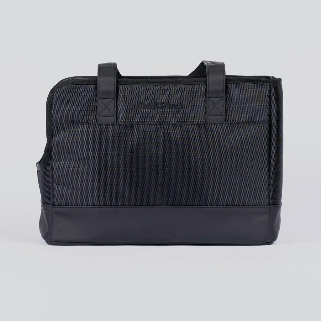 Oskar and Friends dog carrier showing outer storage pockets