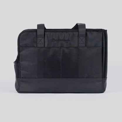 Oskar and Friends dog carrier showing outer storage pockets