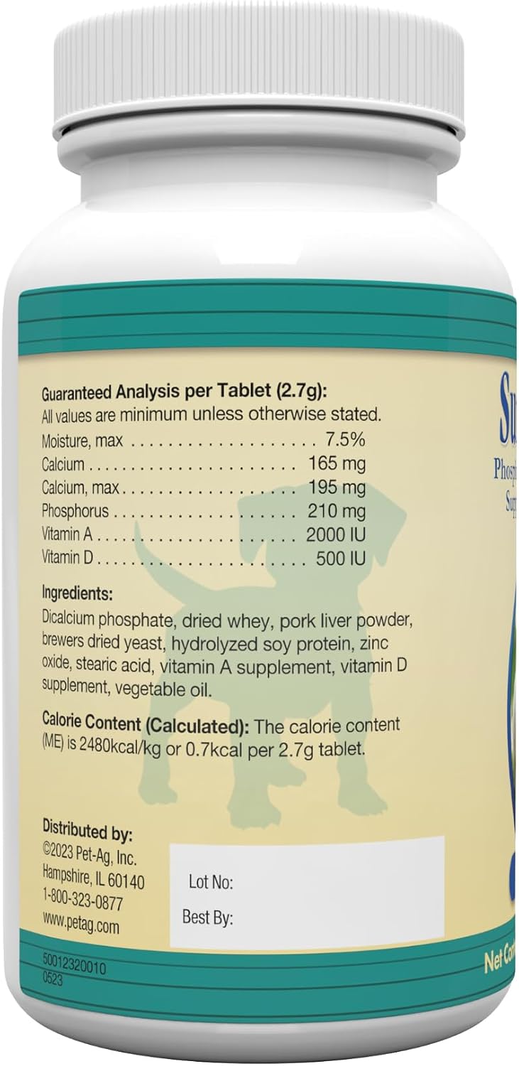 Nutritional label of PetAg Sure Grow 100 supplement
