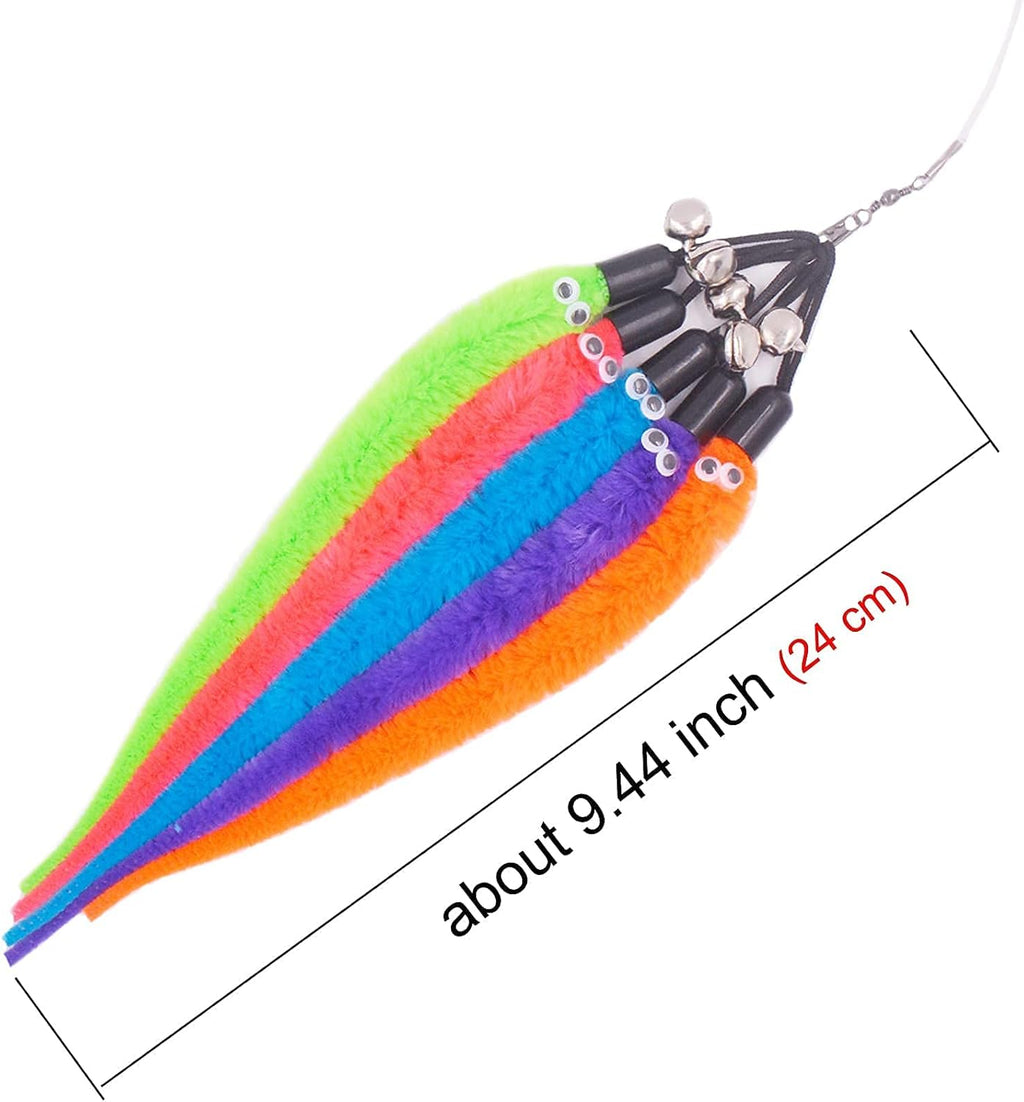 Vibrant assorted color replacement worms for interactive pet teaser wands
