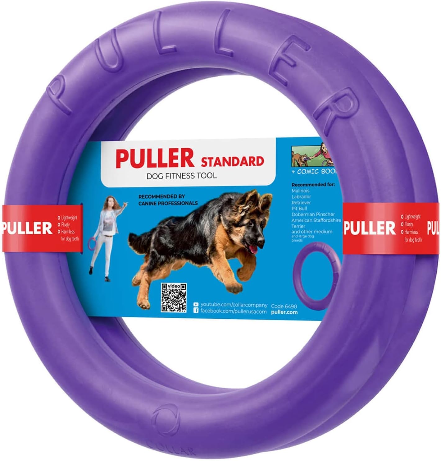 Collar Puller interactive dog training ring toy front view