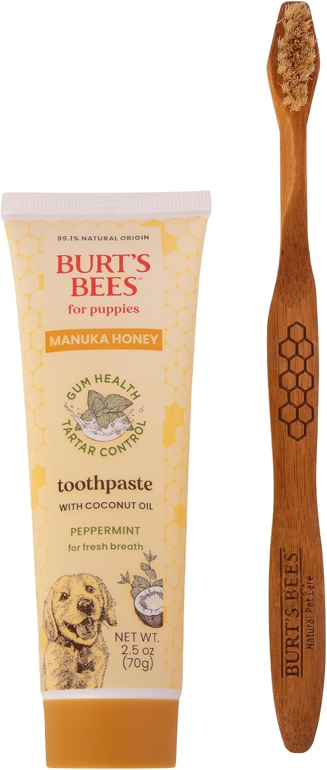 Burt's Bees for Pets Peppermint Toothpaste for Puppies with Manuka Honey and Coconut Oil for Gum Health & Tartar Control, 99.1% Natural Origin Formula, Fluoride-Free, Peppermint Flavor, 2.5 Oz - Image 10