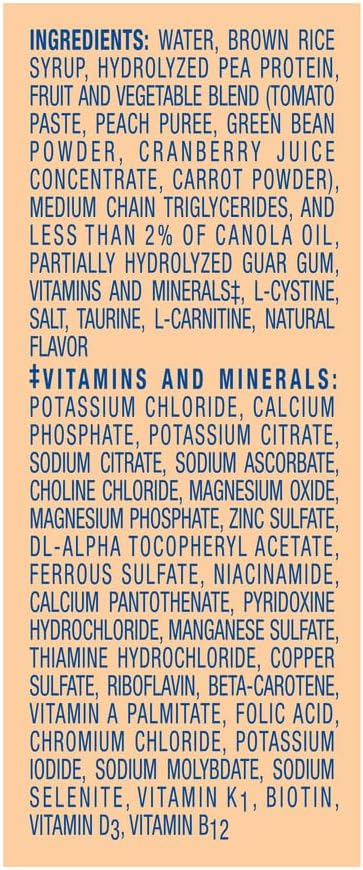 Nestle Compleat Peptide 1.5 nutritional information panel close up