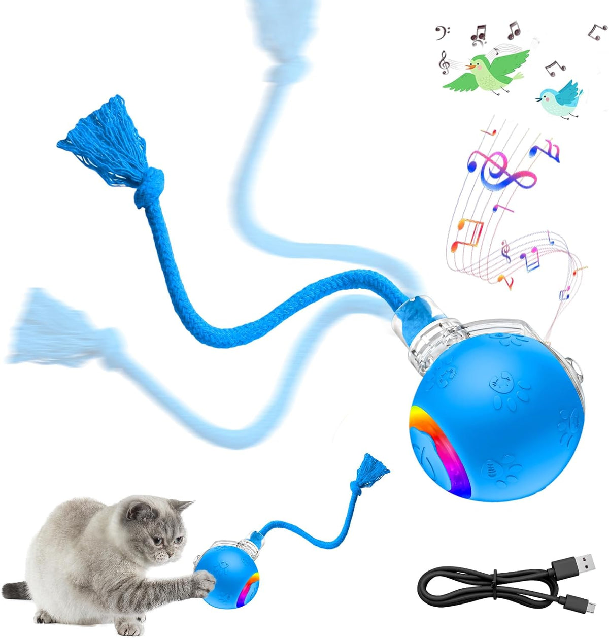 New Upgraded Interactive Cat Toy Ball - Smart Automatic Rolling Stimulating Chasing Teaser Ball for Bored Indoor Adult Cats and Dogs (Red) - Image 10
