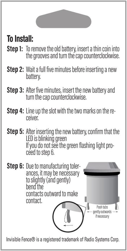 Compatible R21 and R51 dog collar battery replacement from Perimeter Technologies for pet containment systems.