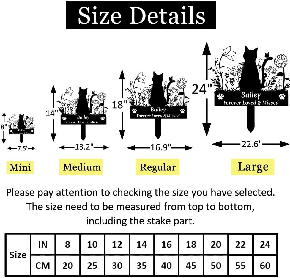 Grjirac metal cat grave marker placed in garden soil