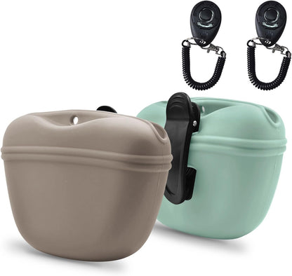 AUDWUD Silicone Dog Treat Pouch with Clicker Magnetic Closure Clip on Belt - Image 12