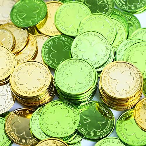 Seventy two green and seventy two gold DIYASY plastic tokens displayed side by side.