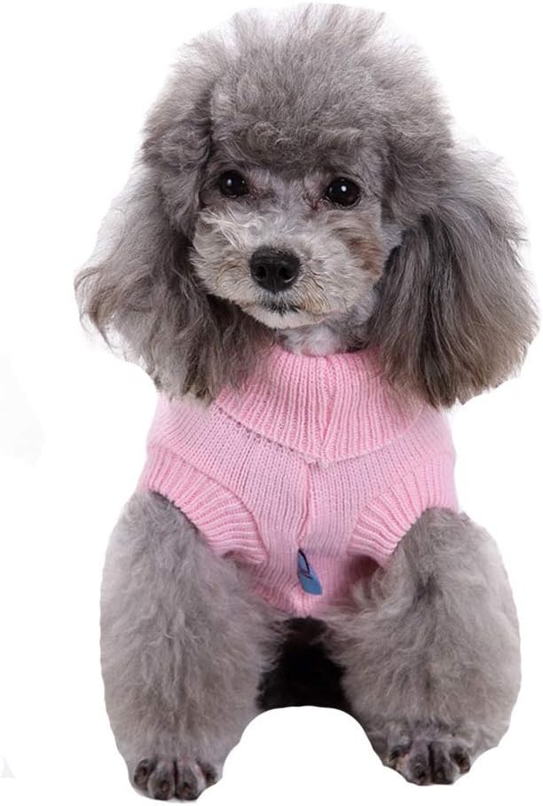 Bwealthest knitted dog coat showing the high-cut belly design for easy potty breaks.