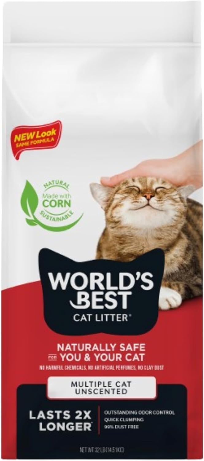 WORLD'S BEST CAT LITTER Multiple Cat Unscented, 15-Pounds - Natural Ingredients, Quick Clumping, Flushable, 99% Dust Free & Made in USA - Long-Lasting Odor Control & Easy Scooping - Image 10