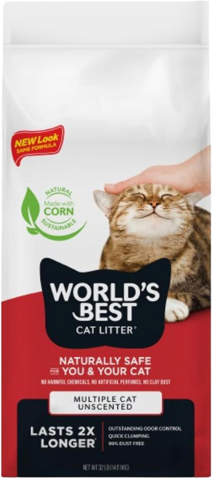 WORLD'S BEST CAT LITTER Multiple Cat Unscented, 15-Pounds - Natural Ingredients, Quick Clumping, Flushable, 99% Dust Free & Made in USA - Long-Lasting Odor Control & Easy Scooping - Image 10