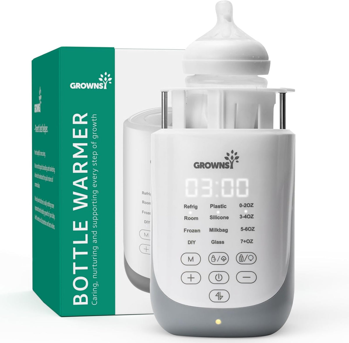 Grownsy Nutri Bottle Warmer with Innovative Auto-Lift Feature, Retain Fullest Nutrients Compact Baby Bottle Warmer, Fast & Even Heat, Always Right Temperature, Night Light for Nighttime Breastfeeding - Image 1