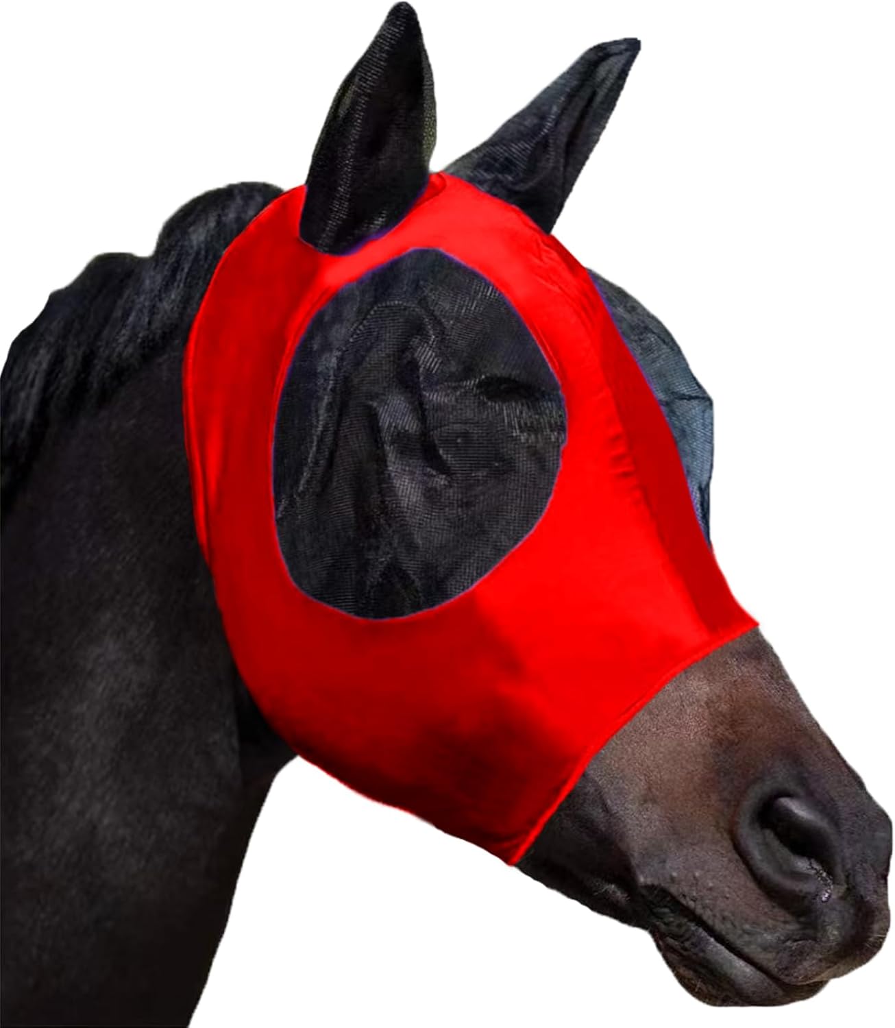 Horse Fly Mask with Ears, Comfortable Fit Stretch Fabric with UV Protection Soft on Skin Breathability for Small/Medium Size Horses (Blue) - Image 9