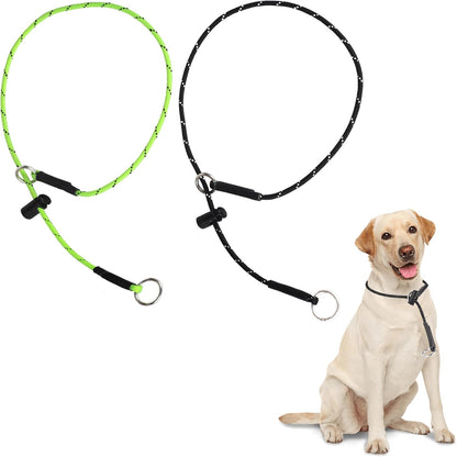 Weather resistant hot pink and green reflective collar for medium and large dog breeds