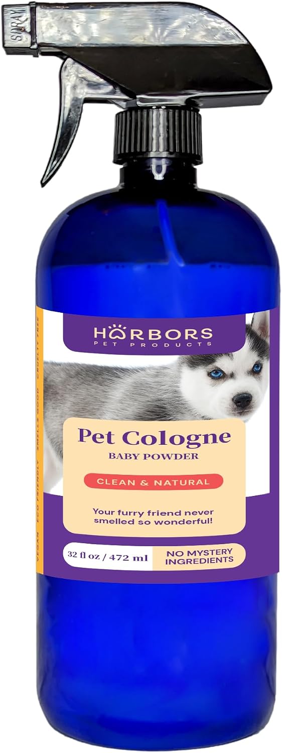 Authentic Harbor's Pet Cologne bottle displaying the official brand logo clearly.