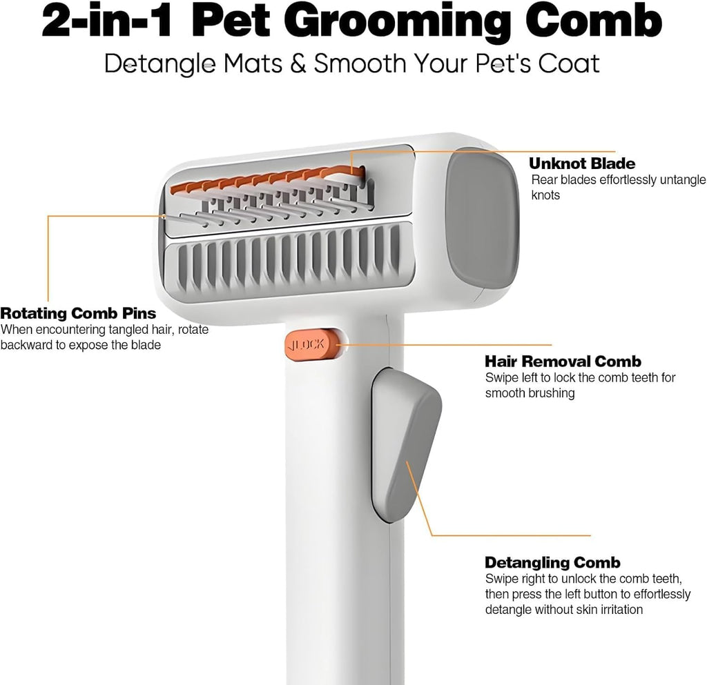 Generic pet grooming comb teeth detail for detangling