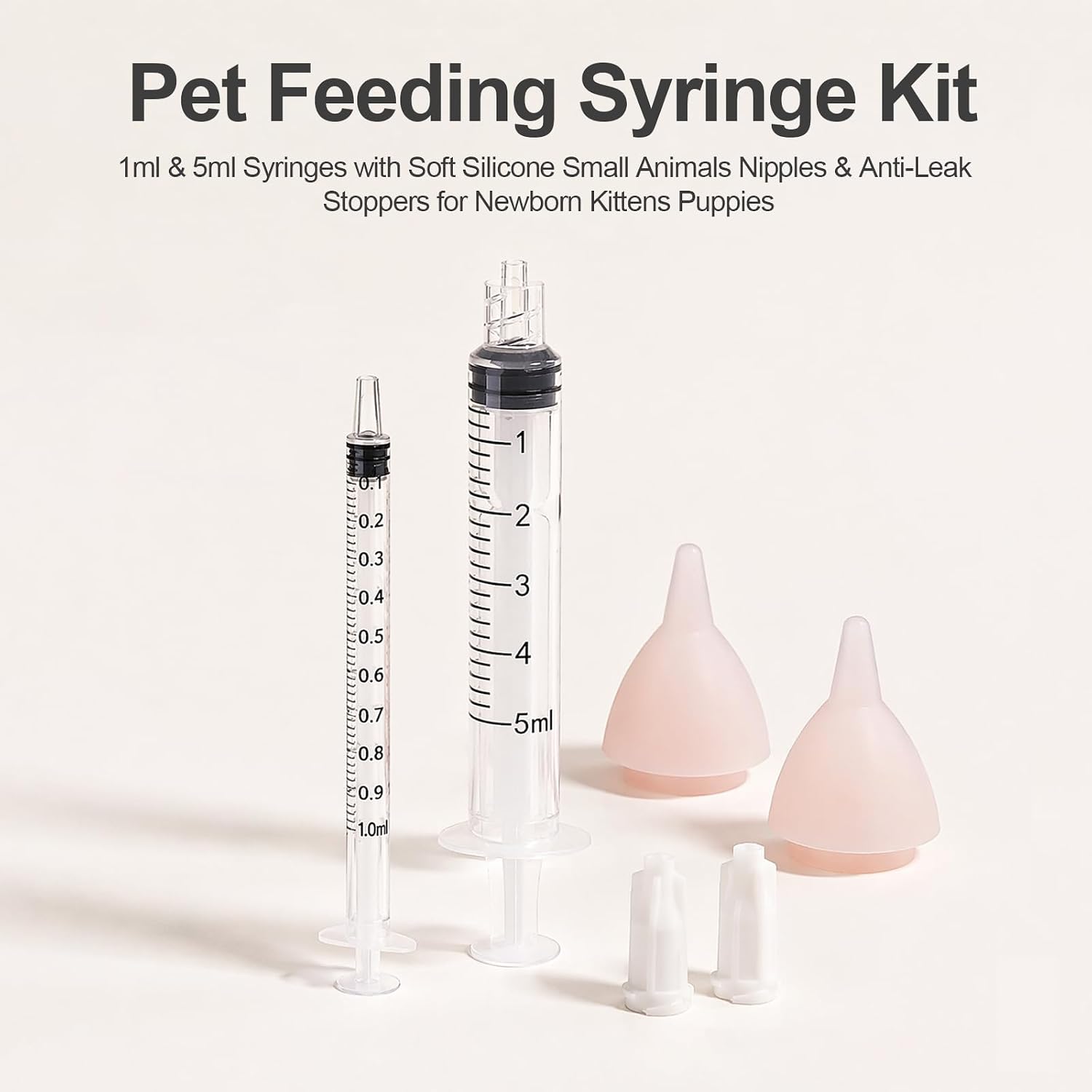 Hand rearing pet nursing set for squirrels and rabbits.