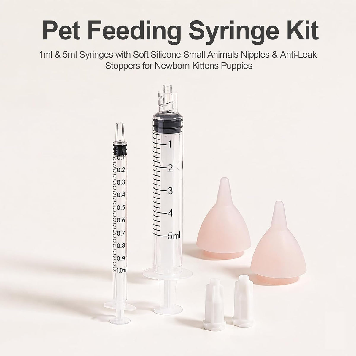 Hand rearing pet nursing set for squirrels and rabbits.