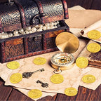 Golden plastic carnival tokens used as piñata fillers and event props.