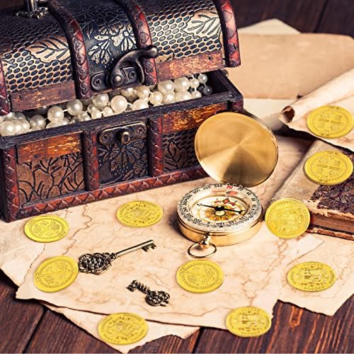 Golden plastic carnival tokens used as piñata fillers and event props.