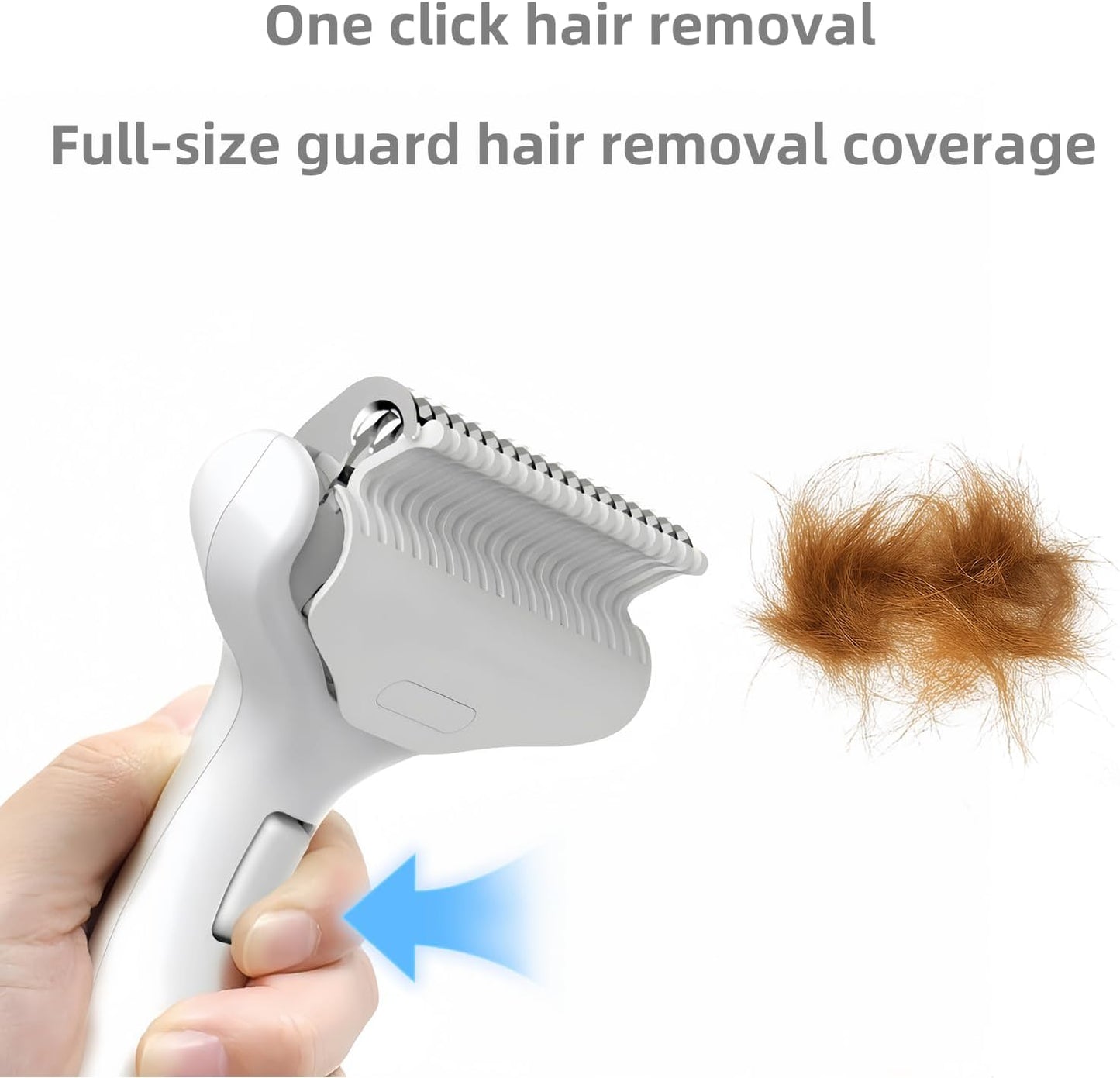 OYCGYLCH 3 in 1 self cleaning pet brush being used on a long haired dog