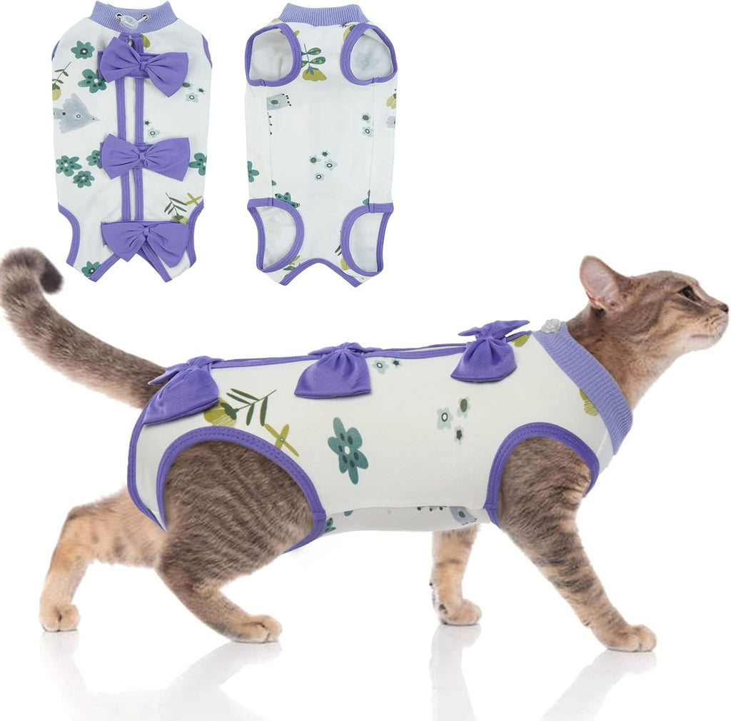 DENTRUN Cat Surgery Recovery Suit Female Male Soft Onesie, Kitten Surgical Collar Cone Alternative Shirt, Abdominal Wounds Anti-Licking Pajama for Small Pets Spay, Cat Body Suit Post Surgery - Image 10